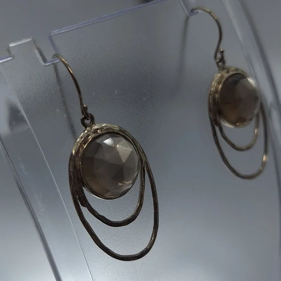 FLASH SALE Smoky Quartz and Sterling silver hook Earrings made in Israel 925 - Picture 5 of 8